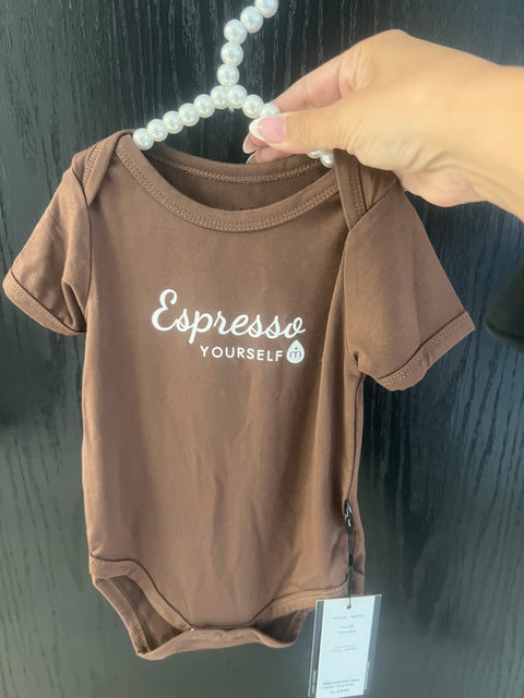 Baby onesie matching mommy and me espresso yourself -Brown