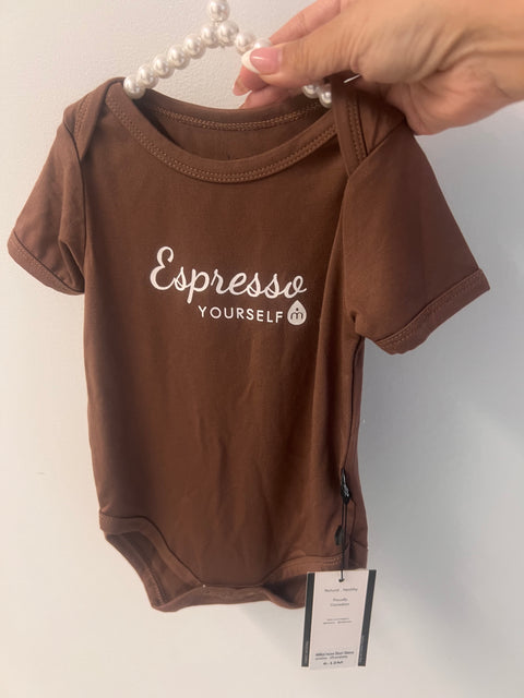 Baby onesie matching mommy and me espresso yourself -Brown